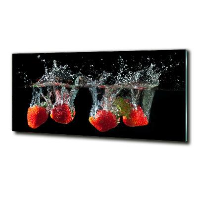 Schilderij op glas Aardbeien onder water
