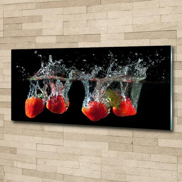 Schilderij op glas Aardbeien onder water