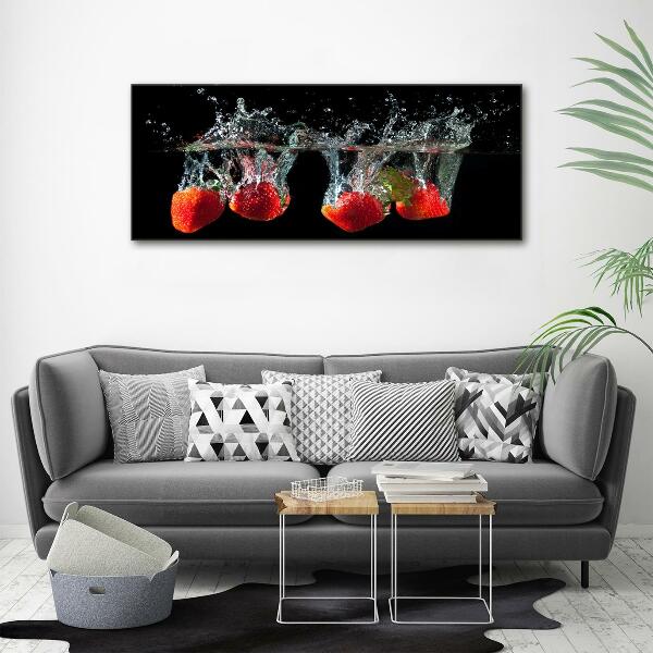 Schilderij op glas Aardbeien onder water