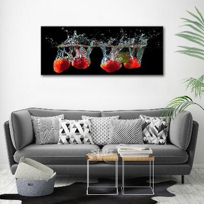 Schilderij op glas Aardbeien onder water