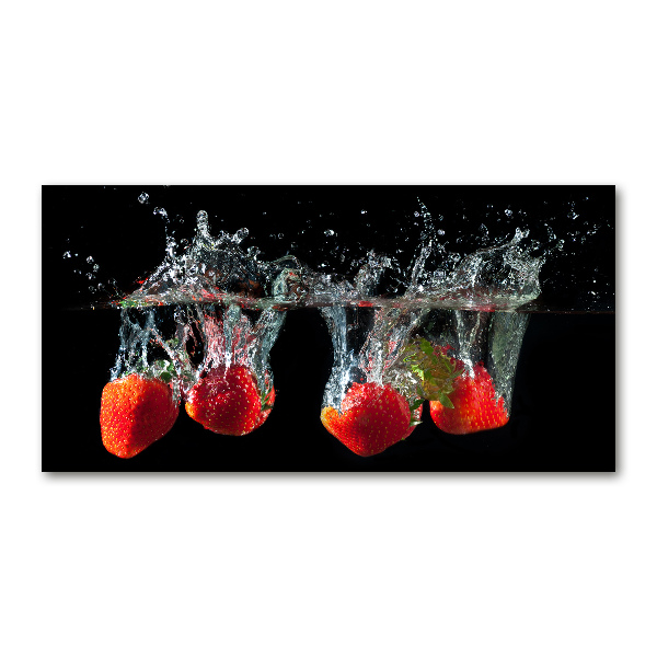 Schilderij op glas Aardbeien onder water