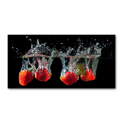 Schilderij op glas Aardbeien onder water