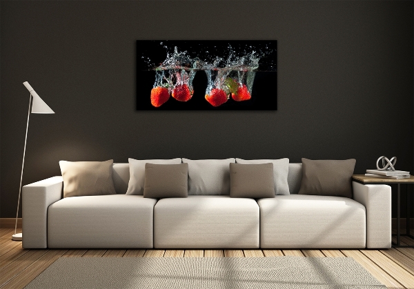Schilderij op glas Aardbeien onder water