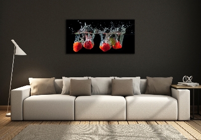 Schilderij op glas Aardbeien onder water