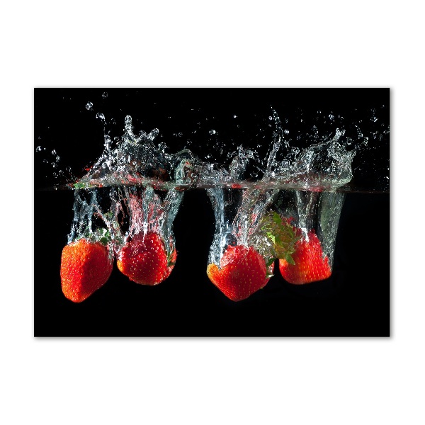 Schilderij op glas Aardbeien onder water