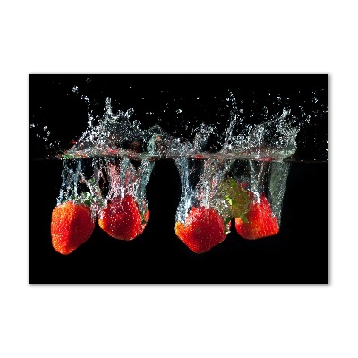 Schilderij op glas Aardbeien onder water