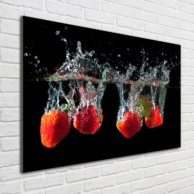 Schilderij op glas Aardbeien onder water