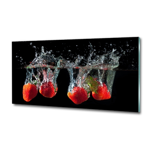 Schilderij op glas Aardbeien onder water