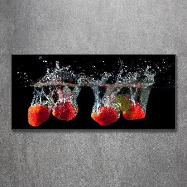 Schilderij op glas Aardbeien onder water