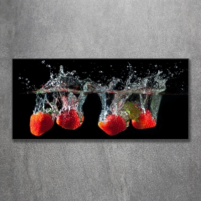 Schilderij op glas Aardbeien onder water