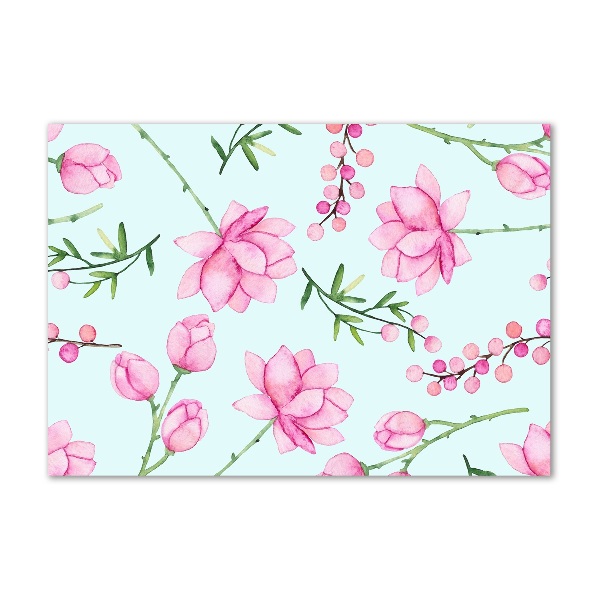 Foto schilderij op glas Bloemen en bessen