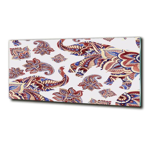 Schilderij glas Olifantenornamenten