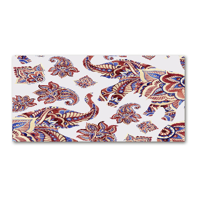 Schilderij glas Olifantenornamenten