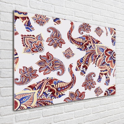 Schilderij glas Olifantenornamenten