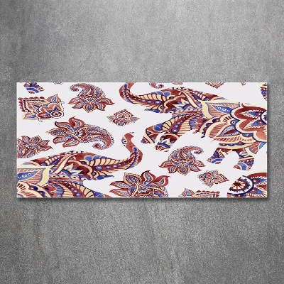 Schilderij glas Olifantenornamenten