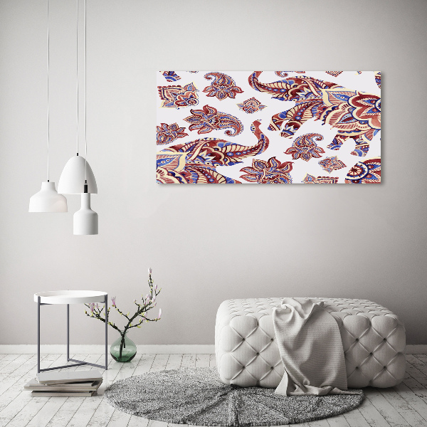 Schilderij glas Olifantenornamenten