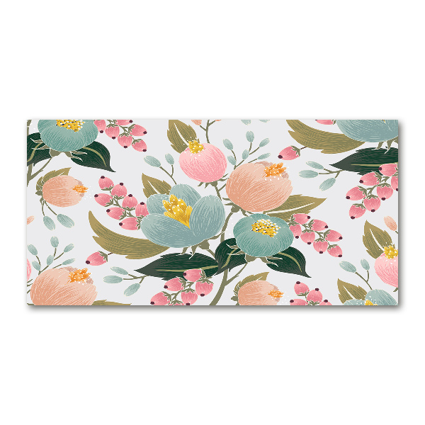 Schilderij op glas Bloemenpatroon