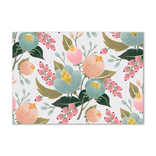 Schilderij op glas Bloemenpatroon