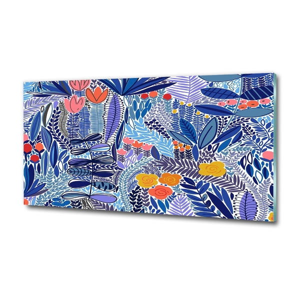 Schilderij glas Bloemenpatroon