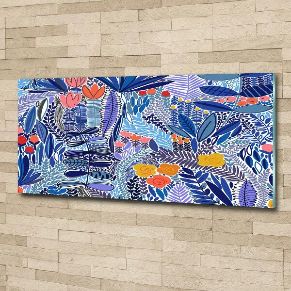 Schilderij glas Bloemenpatroon