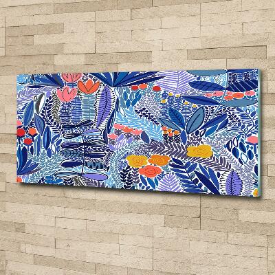 Schilderij glas Bloemenpatroon