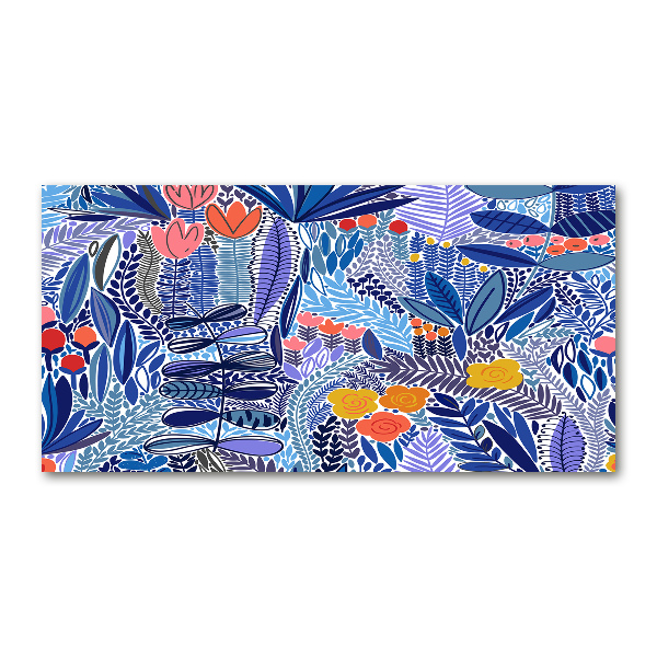 Schilderij glas Bloemenpatroon