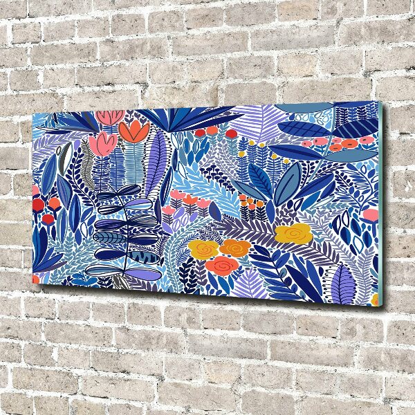 Schilderij glas Bloemenpatroon