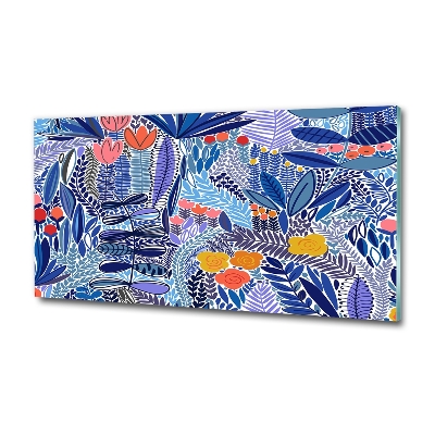 Schilderij glas Bloemenpatroon