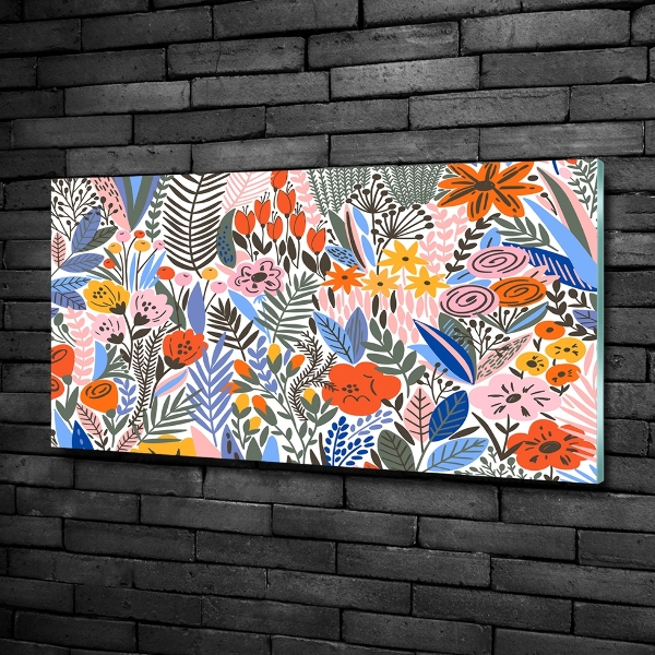 Schilderij op glas Bloemenpatroon