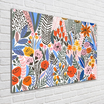 Schilderij op glas Bloemenpatroon