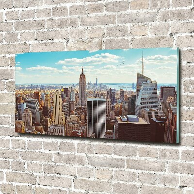 Foto schilderij op glas New York vanuit vogelperspectief