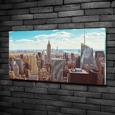 Foto schilderij op glas New York vanuit vogelperspectief