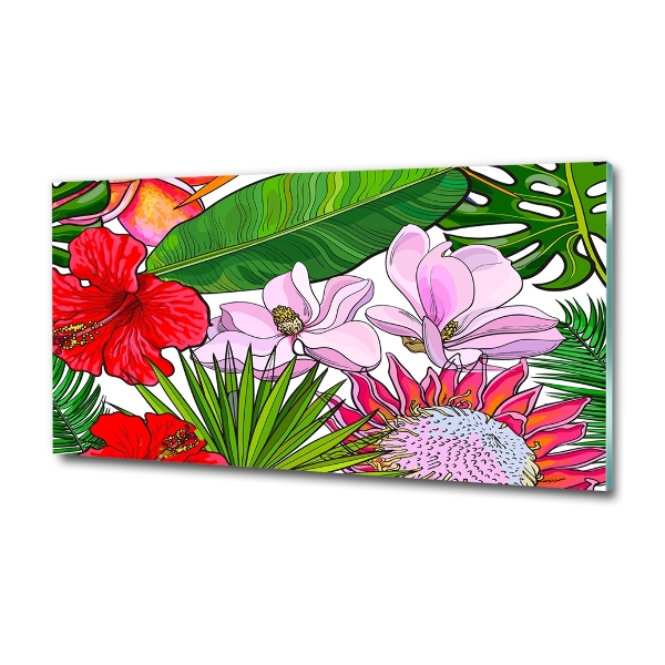 Glazen schilderij Hawaiiaanse bloemen