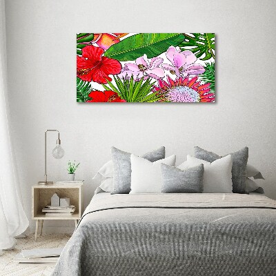 Glazen schilderij Hawaiiaanse bloemen