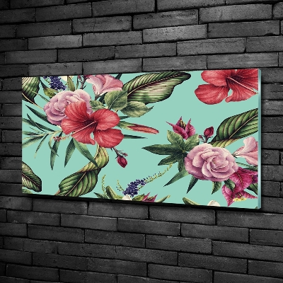 Schilderij op glas Tropische bloemen