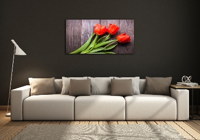 Glazen schilderij Rode tulpen