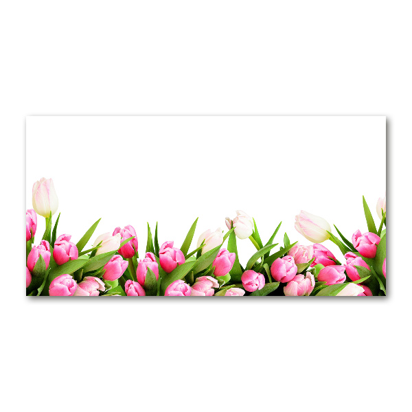 Foto schilderij op glas Roze tulpen
