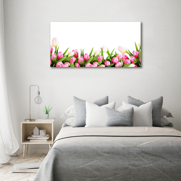 Foto schilderij op glas Roze tulpen