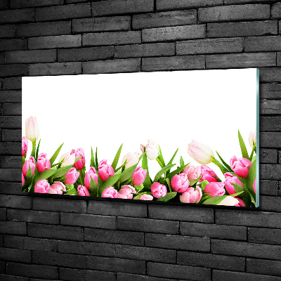 Foto schilderij op glas Roze tulpen
