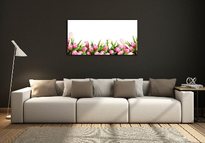 Foto schilderij op glas Roze tulpen