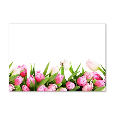 Foto schilderij op glas Roze tulpen