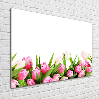 Foto schilderij op glas Roze tulpen