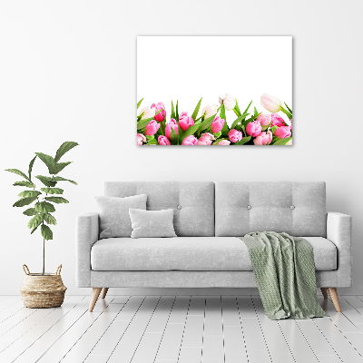 Foto schilderij op glas Roze tulpen