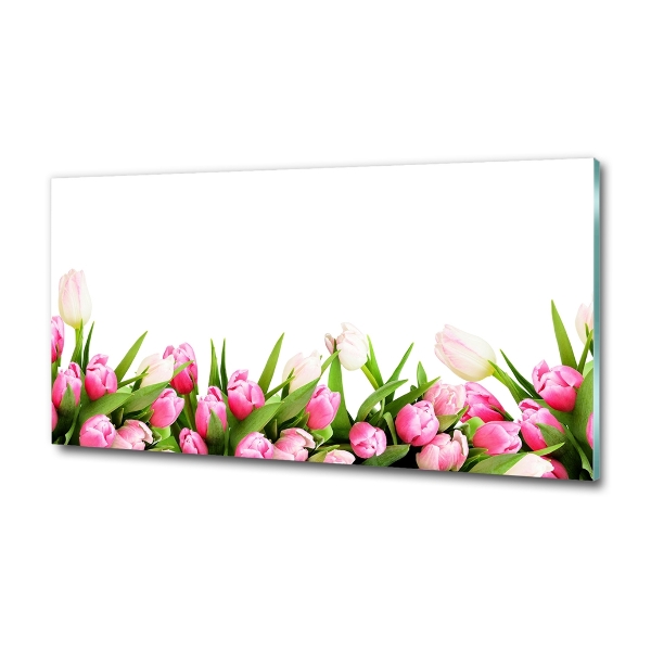 Foto schilderij op glas Roze tulpen
