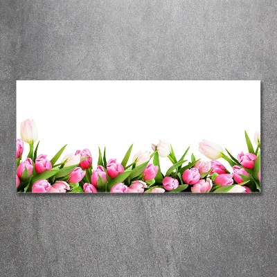 Foto schilderij op glas Roze tulpen