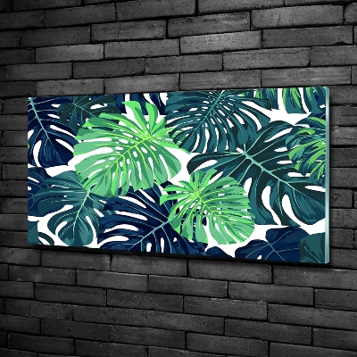 Schilderij glas Tropische bladeren