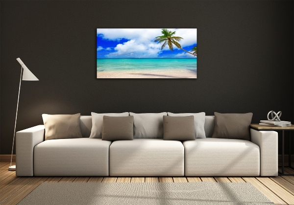 Schilderij glas Caribisch strand