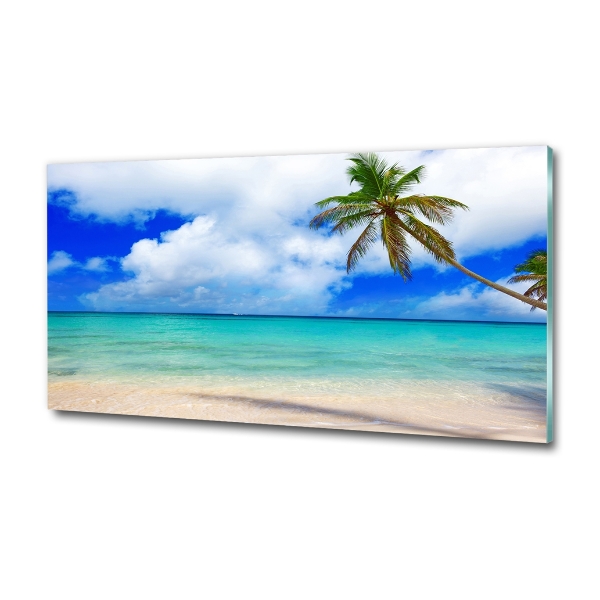Schilderij glas Caribisch strand