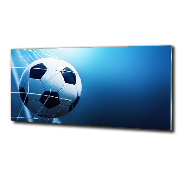 Schilderij glas De bal ligt in het doel.
