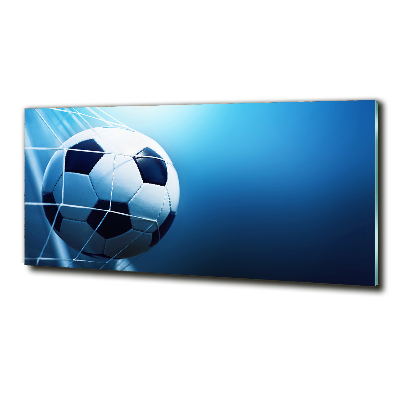 Schilderij glas De bal ligt in het doel.